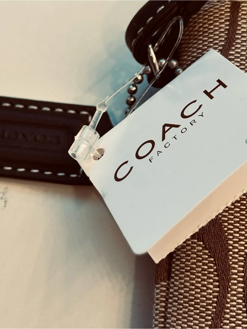 Coach Brown/Tan Signature Canvas Wristlet with Leather Strap